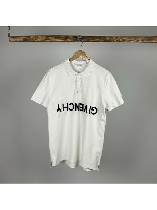 Givenchy Other - Givenchy White Upside Down Logo Embroidered Polo Shirt Slim Fit XL